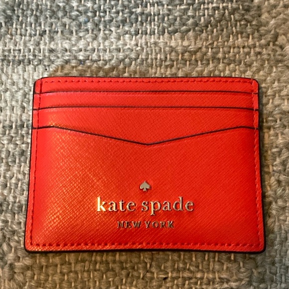NWOT Bright Red Kate Spade Card Holder - Picture 1 of 2